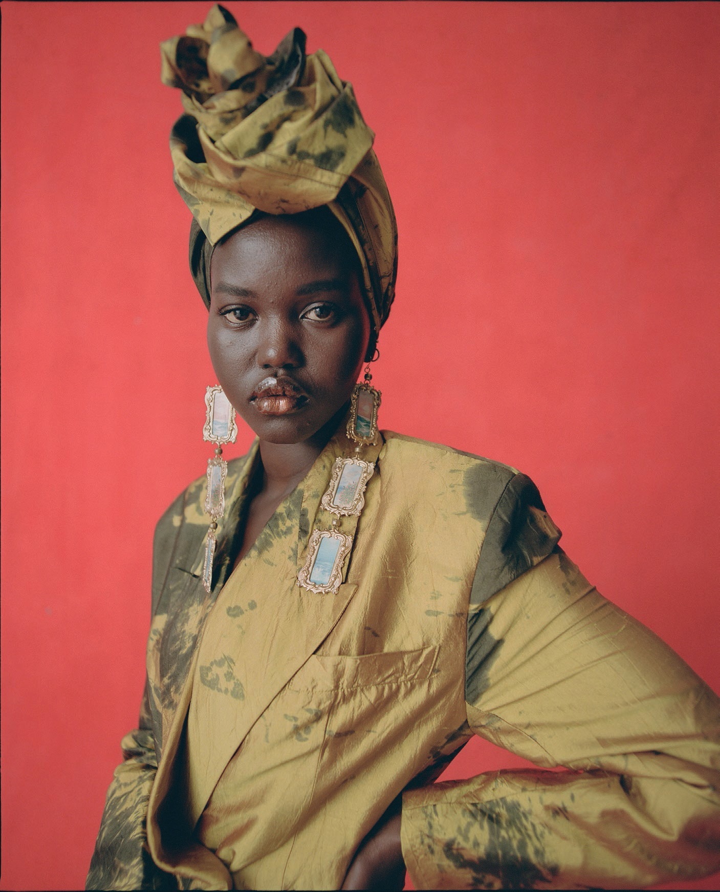 Model Adut Akech featured in American Vogue’s “Family Values” editorial in December 2020 Photographed by Nadine Ijewere