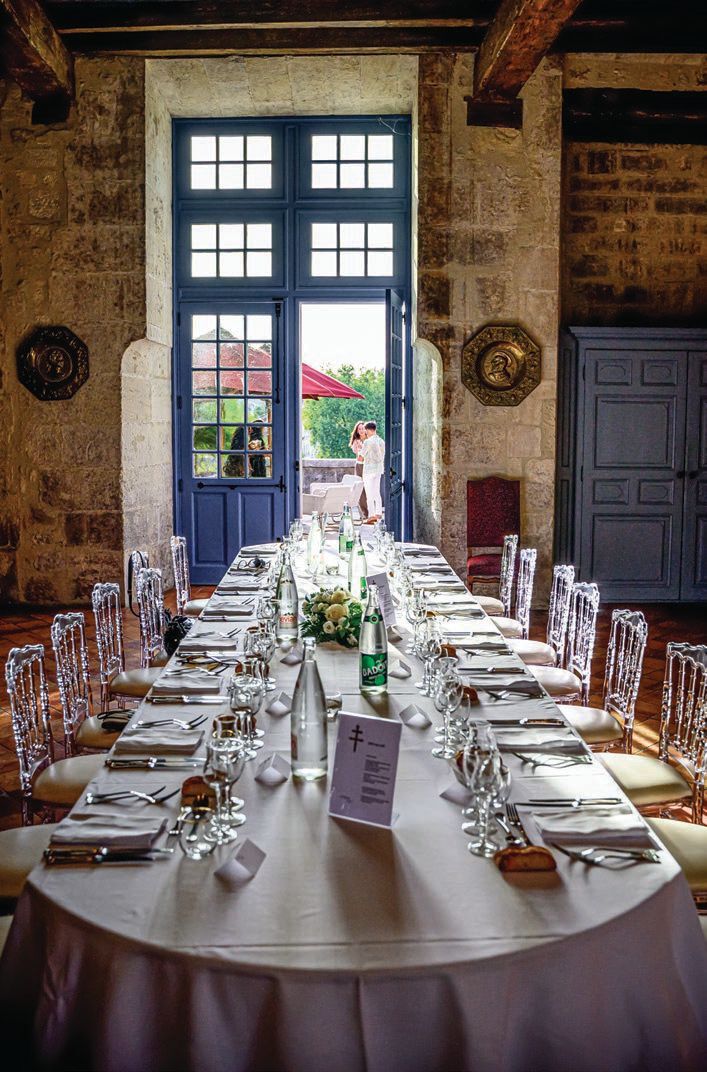 Inside the château’s dining room for the D’USSÉ dinner PHOTO BY CHRISTOPHE MARIOT FOR D’USSÉ