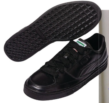 A closer look at the black leather PUMA Suede sneaker PHOTO COURTESY OF PUMA