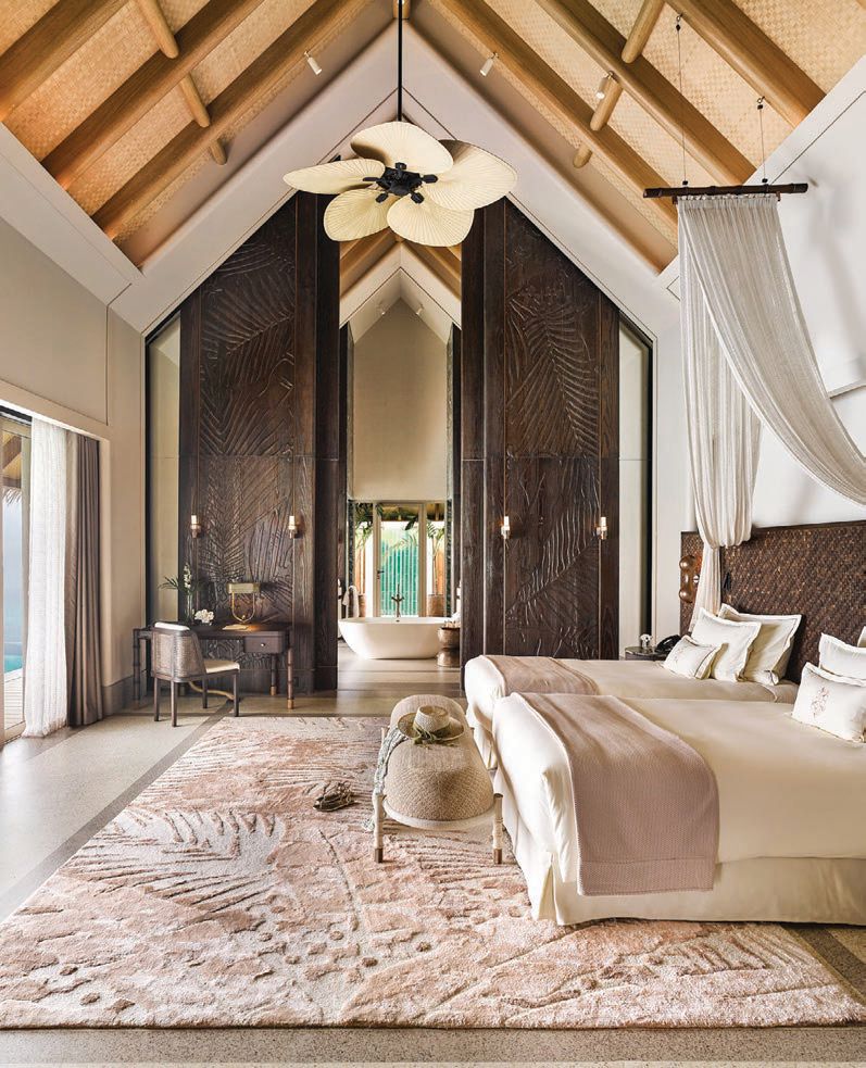 The bedroom inside the resort’s sunset luxury water villa with pool. PHOTO COURTESY OF JOALI MALDIVES