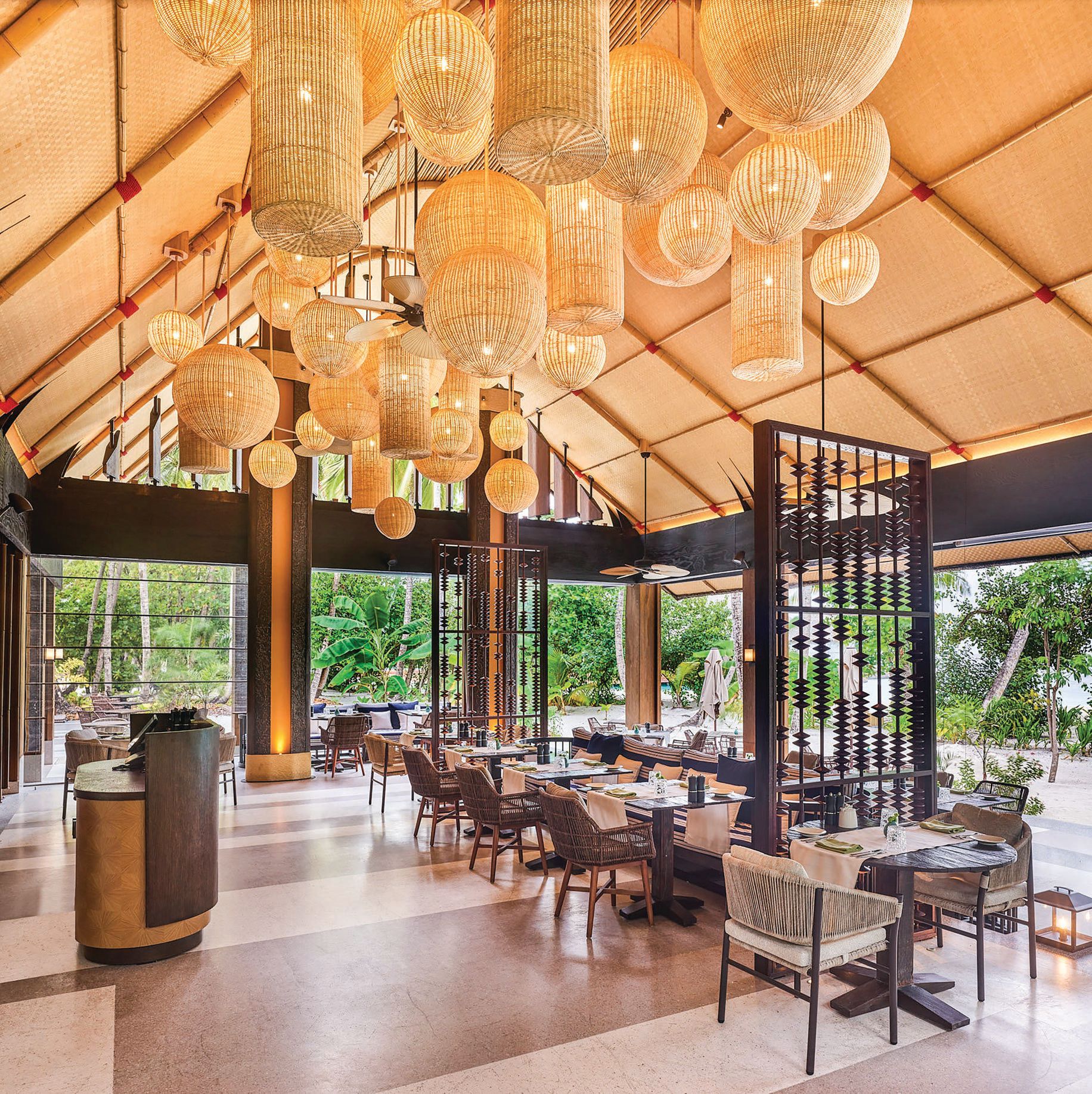 Vandhoo restaurant interior. PHOTO COURTESY OF JOALI MALDIVES