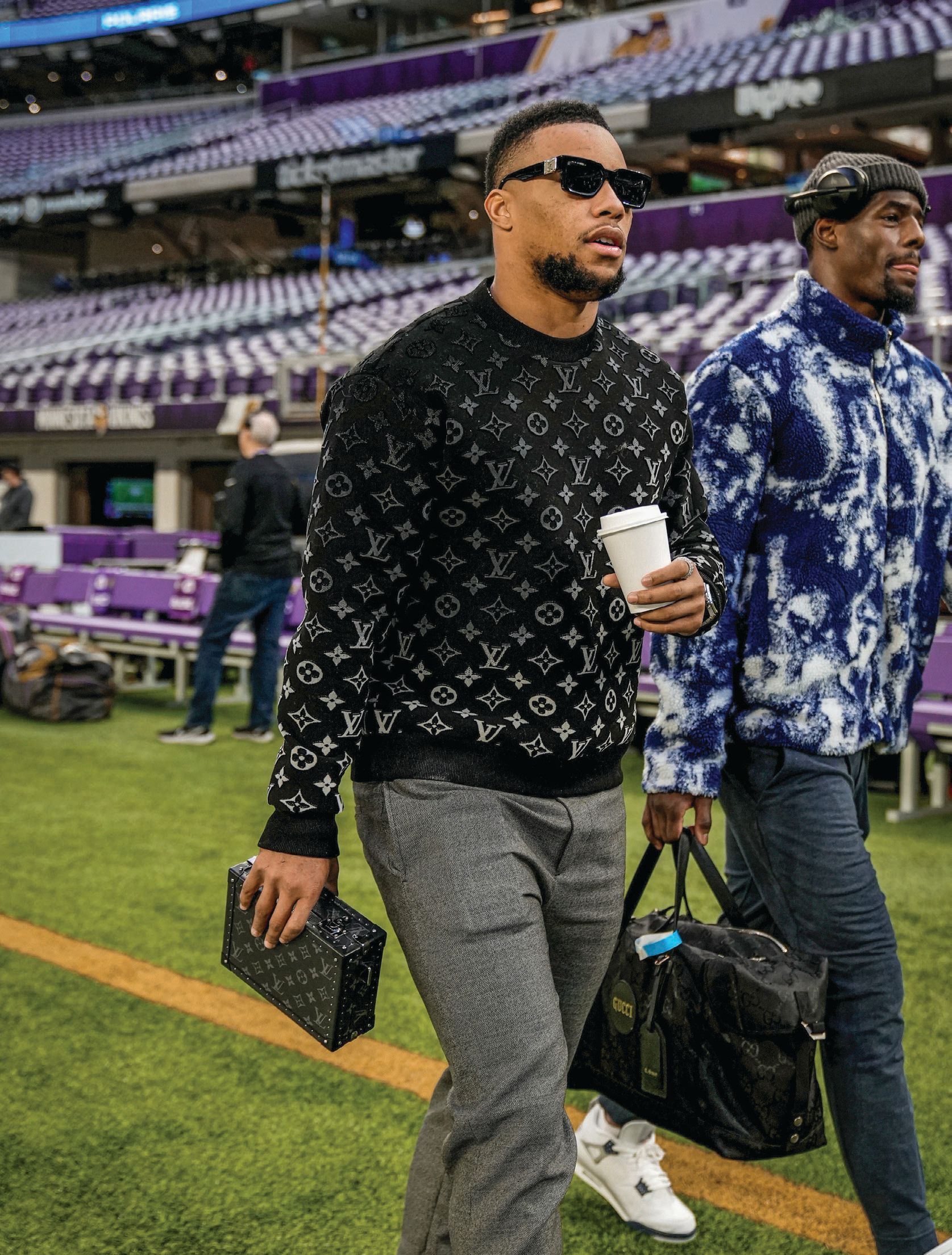 Saquon Barkley decked out in Louis Vuitton on the field PHOTO COURTESY OF THE NEW YORK GIANTS