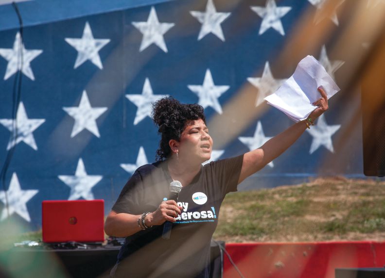 An activist leading a rally in Rio Grande Valley, Texas. PHOTO BY JASON GARZA