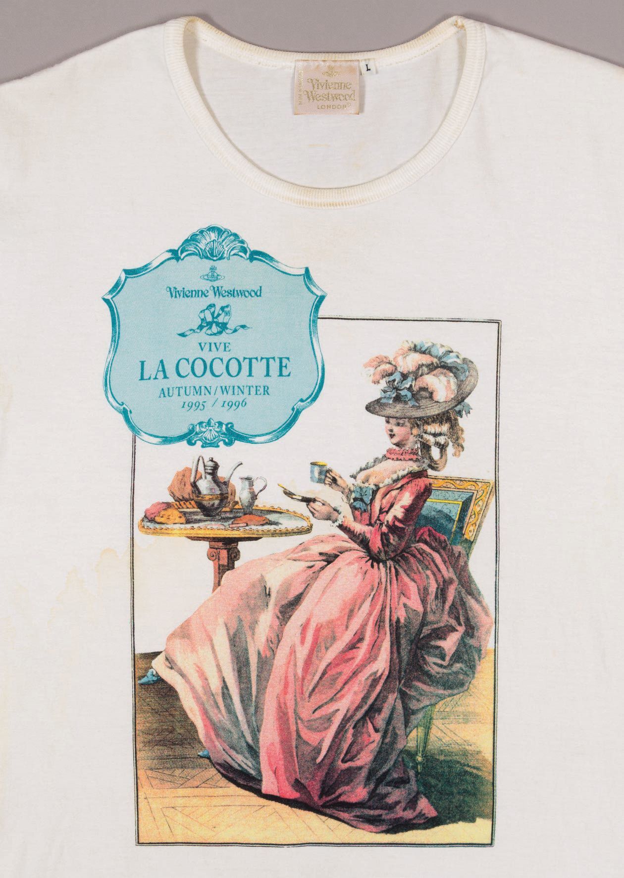 Vivienne Westwood, “Vive La Cocotte” T-shirt, fall 1995 PHOTO: GIFT OF TIMOTHY REUKAUF, STYLIST/© THE MUSEUM AT FIT